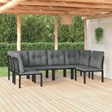 Maison Chic Seti vrtnega pohištva - Vrtna garnitura - Vrtni pohištvo set 6-delna črna in siva poli ratan, (21812913) | Shoptok.si