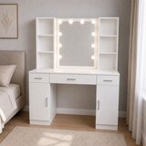  Kozmetički toaletni stolić s LED ogledalom i ladicama, bijeli, 141 × 114 × 39 cm | shoptok.hr