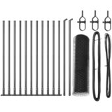 vidaXL Hexagon Fence Siva 0.4x25 m Jeklo, Stebri za ograjo z osnovnimi ploščami 13 kos Ø32mm 50cm Galvanizirano jeklo | Shoptok.si