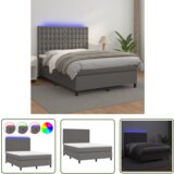 The Living Store Box spring postelja z vzmetnico LED siva 140x190cm umetno usnje - Box Spring Postelja, (21737498) | Shoptok.si