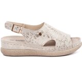 GOODIN Light beige flat sandals with buckle | Shoptok.si