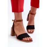 EVENTO PE1 Women's Black Faux Suede Heeled Sandals by Ronvia | Eponuda.ba