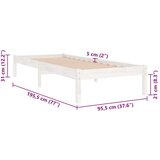  Posteljni okvir bel iz trdnega lesa 90x190 cm 3FT, (20907411) | Shoptok.si