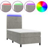 The Living Store Box spring postelja z vzmetnico LED svetlo siva 90x200 cm žamet - Box Spring Postelja, (21489363) | Shoptok.si