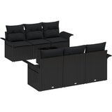 vidaXL 7-dijelni vrtni sofa set s jastučićima crni poli ratan, 2-sjedni vrtni sofa s skladištem i jastučićima crni poli ratan Cijene
