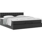 vidaXL Otomanski posteljni okvir z vzmetnico črn 180x200 cm um. usnje | Shoptok.si