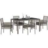  5-dijelni set za objedovanje na otvorenom s jastučićima siva poli ratan | shoptok.hr