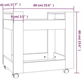 Kolica za radni stol boja sivog hrasta 60 x 45 x 60 cm drvena | Eponuda.ba