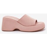 Boto Eco Suede Women's Slippers On Platform And Wedge Pink Afisal | ePonuda.com
