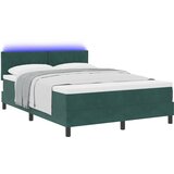 vidaXL Box Spring Postelja z Vzmetnico in LED Temno Zelena 140x200 cm Žamet, (22050791) | Shoptok.si