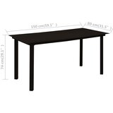  Vrtni blagovaonski stol crni 150 x 80 x 74 cm čelik i staklo | shoptok.hr