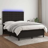  Box spring postelja z vzmetnico LED črna 140x200 cm blago, (20901430) | Shoptok.si