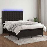  Krevet box spring s madracem LED crni 140x200 cm od tkanine Cijene