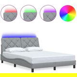 Maison Chic Posteljni okvir - Dvoposteljna postelja - Zakonska postelja z LED brez vzmetnice svetlo siv 140x190cm blago, (21697177) Cene