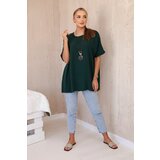 Kesi Włoski Oversized blouse with pendant dark green | Shoptok.si
