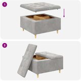  Shranjevalna tabureta Svetlo siva 80 x 80 x 45 cm Žamet, (5000208377) | Shoptok.si