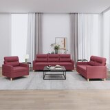  3-dijelni set sofa s jastucima crvena boja vina od tkanine | shoptok.hr
