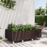  Cvetlično korito s kolesi rjavo 150x80x54 cm PP, (21144364) | Shoptok.si