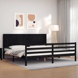 vidaXL Posteljni okvir z vzglavjem črn 200x200 cm trden les Cene