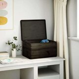 vidaXL Lesena škatla s pokrovom in ročaji črna 40x30x23 cm borovina | Shoptok.si