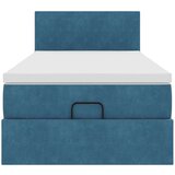 vidaXL Otomanski posteljni okvir z vzmetnico moder 90x200 cm žamet | Shoptok.si