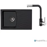 Sudoper crna xGranit Quadro+baterija LUX Metalac