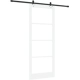 vidaXL Drsna vrata s kompletom strojne opreme Bela 93x232 cm Masivni bor, Notranja vrata z steklom 'ORKDAL'Bela 93x232x4 cm | Shoptok.si