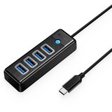 Orico HUB USB-C 4X USB-A 3.0 ZA PRENOSNIK MACBOOK PRIKLJUČEK ZA HITRI PRENOS, (5000062465) | Shoptok.si
