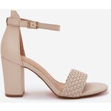 EVENTO Women's Heeled Sandals with Braided Strap Beige Asdine | Shoptok.si