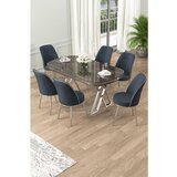 Hanah home lai - anthracite, chrome anthracitechrome dining table & chairs set (7 pieces) | ePonuda.com