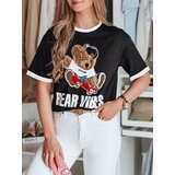 DStreet T-shirt damski oversize z haftem misia MISIONISTA czarny | Shoptok.si