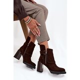VINCEZA Ankle boots made of genuine suede on a heel with a buckle | Shoptok.si