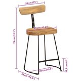  Barski stolci 2 kom 49x43x79 cm masivnog drva manga | shoptok.hr