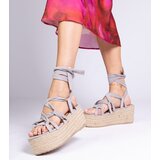 D/CEO marka niezdefiniowana Gray espadrille sandals on a high platform Narita | ePonuda.com
