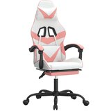  Vrtljivi gaming stol z oporo za noge belo in roza umetno usnje, (21378335) | Shoptok.si