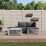 Maison Chic Seti vrtnega pohištva - Vrtna garnitura - Vrtni pohištvo set 5-delna z blazinami belo jeklo, (21819594) | Shoptok.si