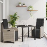vidaXL 3-delni zunanji jedilni set z blazinami iz svetlo sivega ratana | Shoptok.si