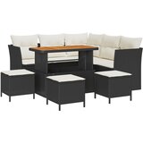 vidaXL 9-delni vrtni kavč set s blazinami Črn Poli ratan Acacia, 4-delni vrtni jedilni set s blazinami Črn Poli ratan Acacia Cene