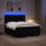 LED okvir za krevet s madracem Crna 200 x 200 cm Tkanina | shoptok.hr