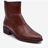 Kesi Women's leather boots with zipper brown Semotti Cene