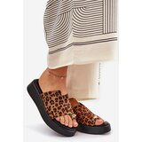 Boto Women's Platform Sandals With Low Wedge And Decorative Detail Leopard Print Brown Saqesse | Shoptok.si