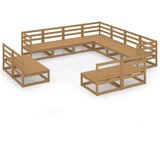  Vrtna sedežna garnitura 11-delna medeno rjava trdna borovina, (20973489) | Shoptok.si