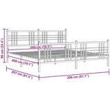  Metalni okvir kreveta uzglavlje i podnožje bijeli 200x200 cm | Eponuda.ba