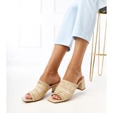 Gemre Beige block heel sandals with woven straps Gamboa | ePonuda.com