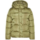 Trendyol Khaki Oversized Hooded Gold Snap Detailed Water Repellent Inflatable Coat Cene