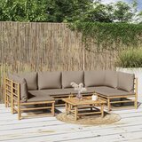The Living Store Vrtna sedežna garnitura 7-delna s taupe blazinami bambus - Vrtna Sedežna Garnitura, (21465685) | Shoptok.si