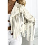 numoco basic 624-1 Short jacket with fringes made of soft eco leather - beige | Shoptok.si