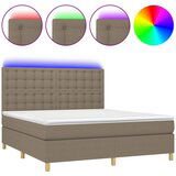 vidaXL Krevet box spring s madracem LED smeđesivi 180x200 cm tkanina | shoptok.hr