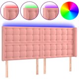 vidaXL LED posteljno vzglavje roza 163x16x118/128 cm žamet, (20936178) Cene