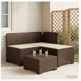 vidaXL Dvosjedni vrtni sofa s jastucima u ratan izgledu 3-sjedalo PP - Smeđa Sofa + srednji + kutni s kremastim jastučićem | shoptok.hr